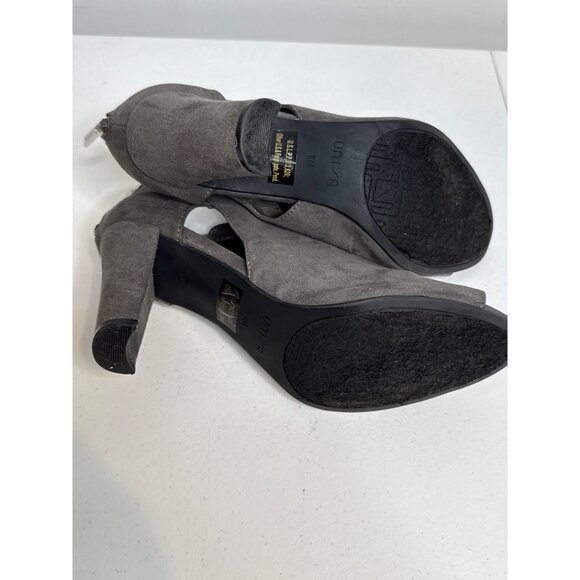 Unisa Womens Peep Toe Booties Size 8 Gray Faux Suede High Heel Ankle - Picture 9 of 11